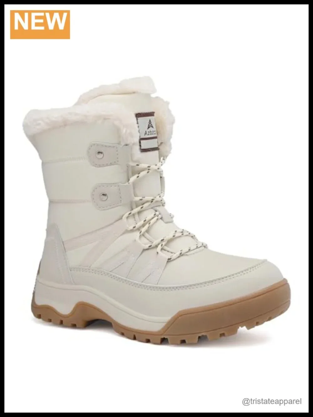 Faux Leather Waterproof Lace-Up Snow Boots Mid-Calf Winter Fur Lined
